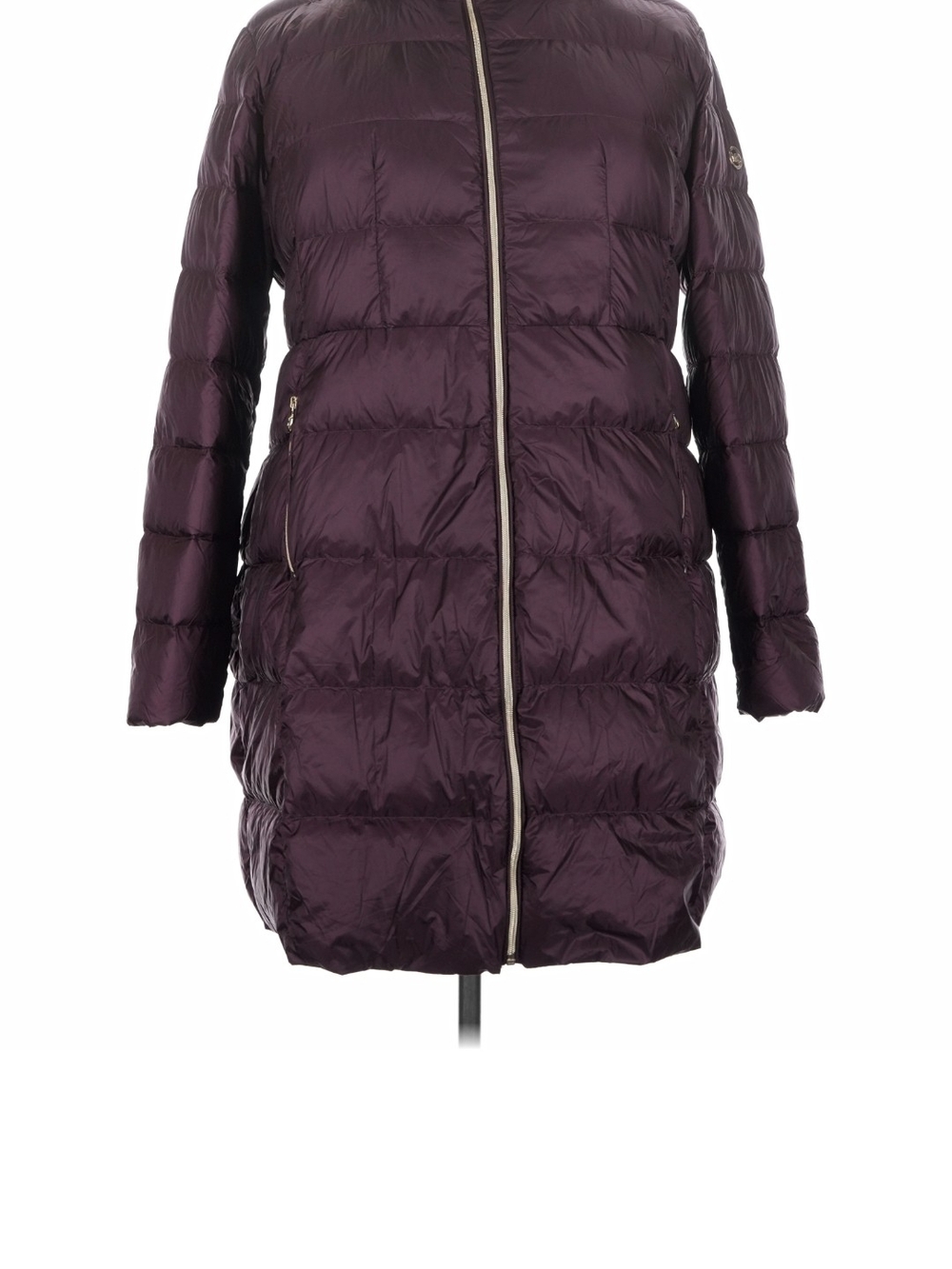 Michael Kors Long Quilted Puffer Coat in Plum